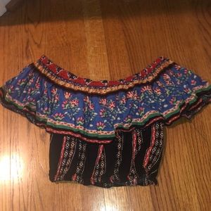 Boho Off the Shoulder Crop Top